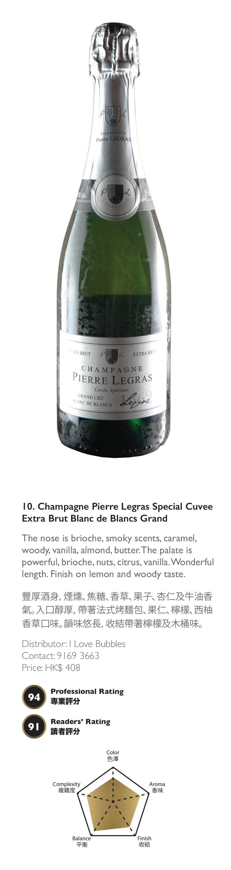 Champagne Pierre Legras Special Cuvee Extra Brut Blanc de Blancs Grand