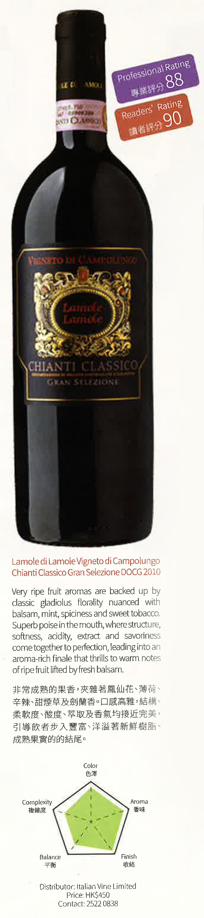 Lamole di Lamole Vigneto di Campolungo Chianti Classico Gran Selezione DOCG 2010